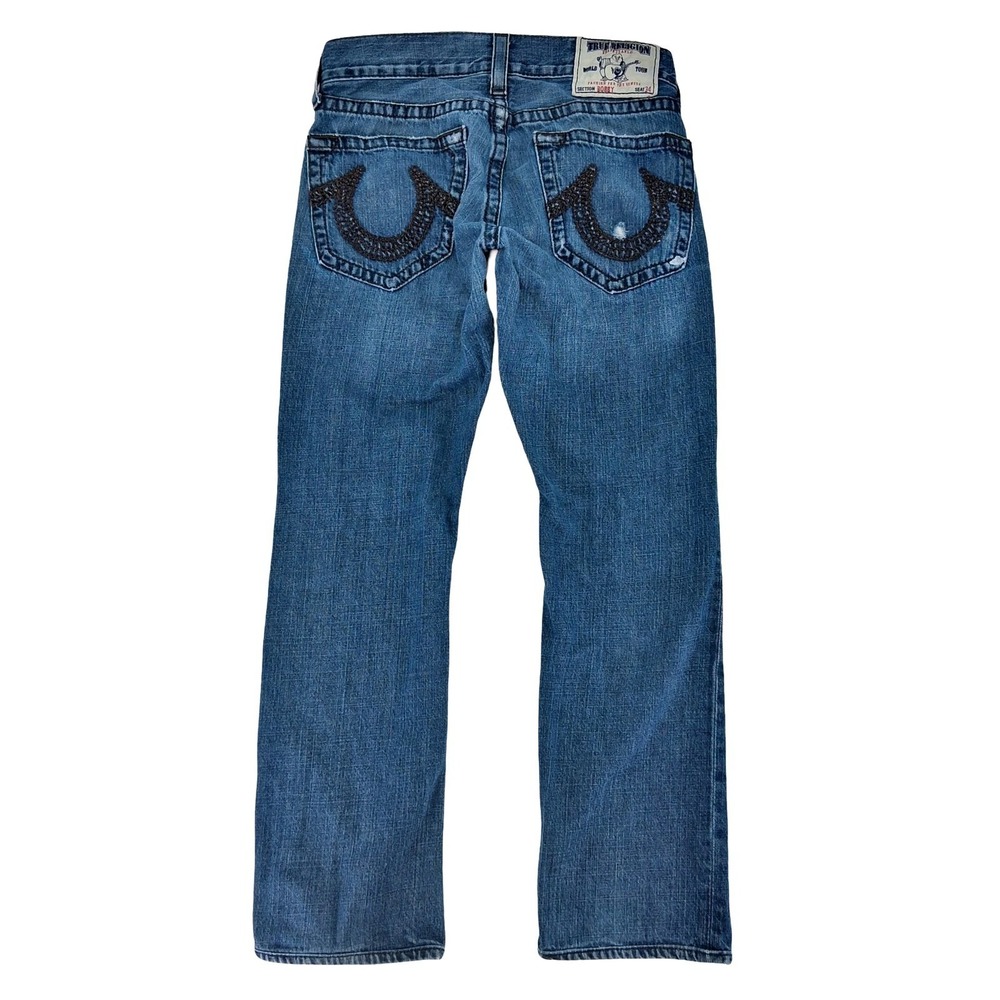 True Religion Bobby Jeans Mens 31x31 Blue Medium Wash Straight Made USA Denim - Picture 6 of 9